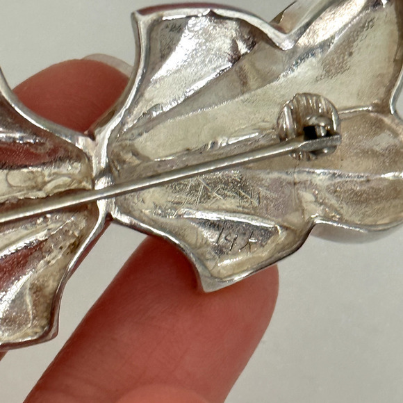 Vintage 925 Sterling Silver & 14K Gold Braided Two Tone Modern Abstract Brooch - Picture 10 of 11